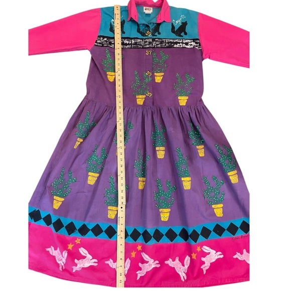 Portable Art by Robin Brown Hand-Painted Dress, 1988 Vintage One of a Kind Large - Picture 9 of 16